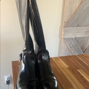 Black Leather Knee-High Boots